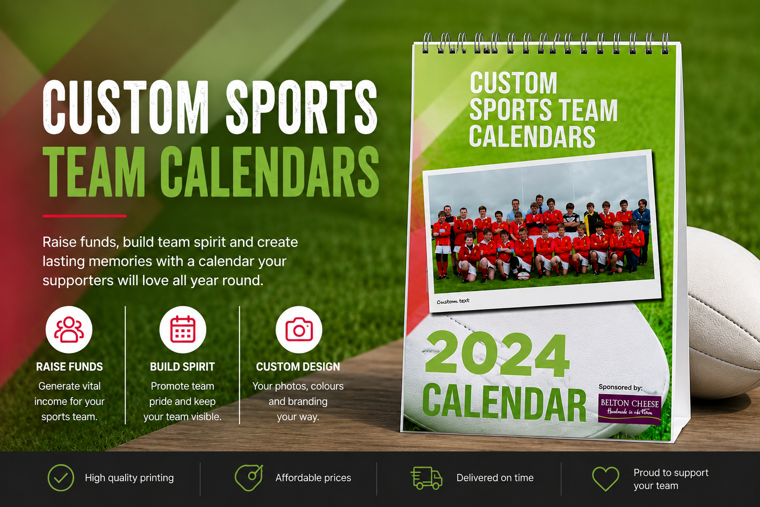 Sports team fundraising calendars